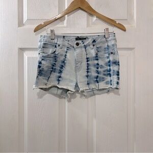 True Gypsy Jean Denim Women's Juniors Tie Dye Cut Off Shorts Blue White Size 7